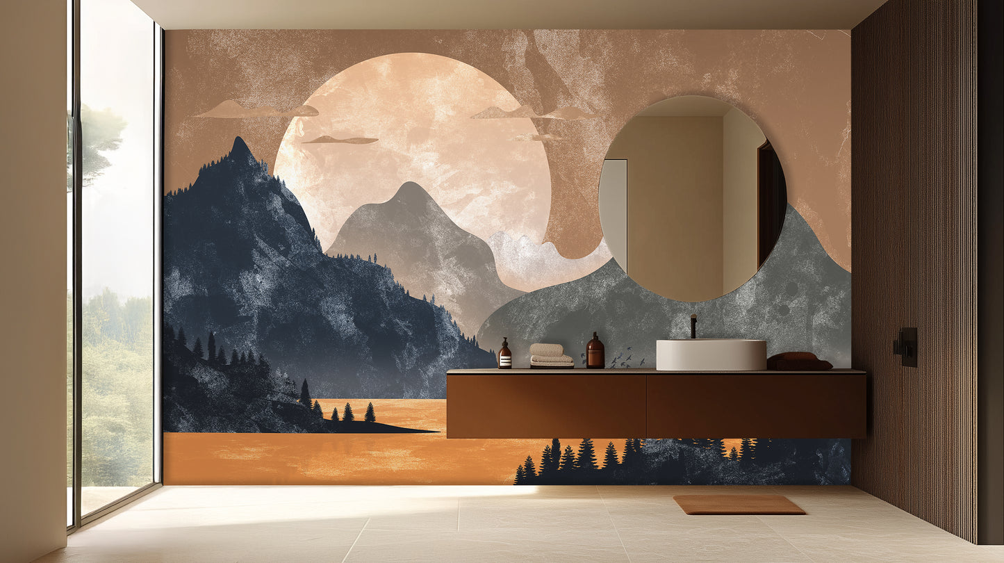 Golden Sunset Mountain Lake