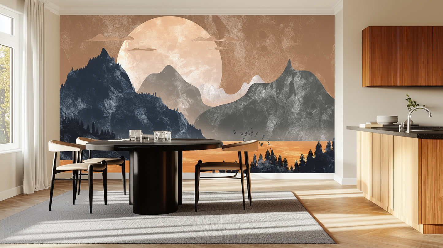 Golden Sunset Mountain Lake