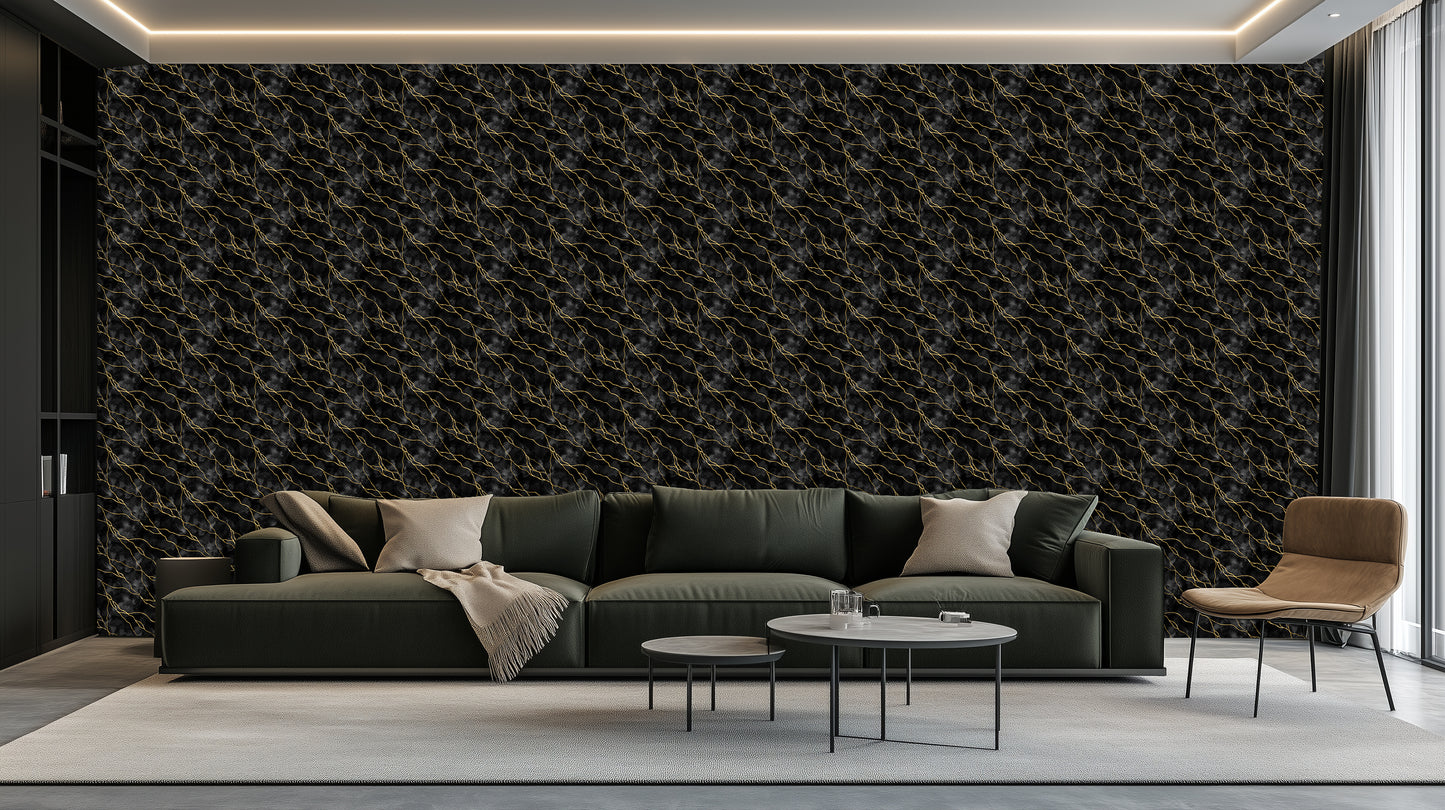 Black Marble Gold Veins