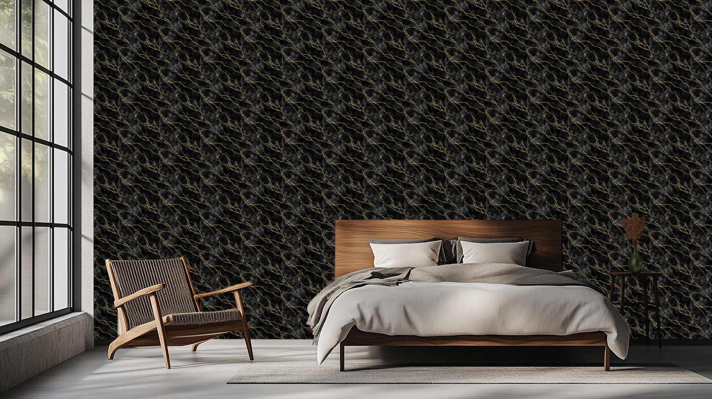 Black Marble Gold Veins