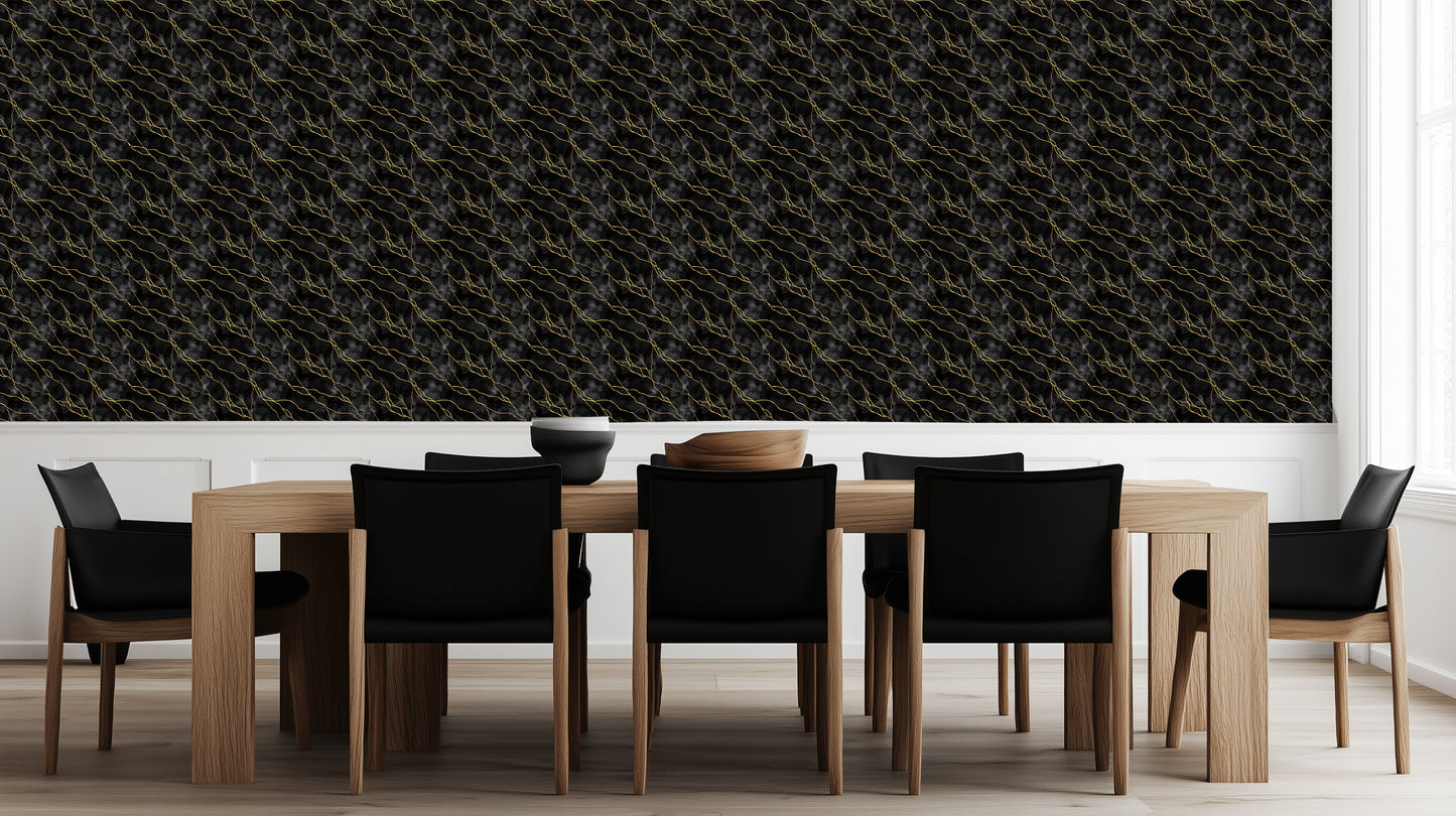 Black Marble Gold Veins
