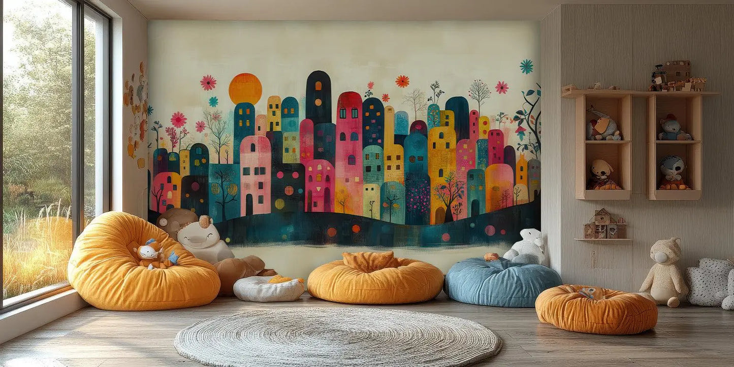 Colorful City wall mural - XWALLX