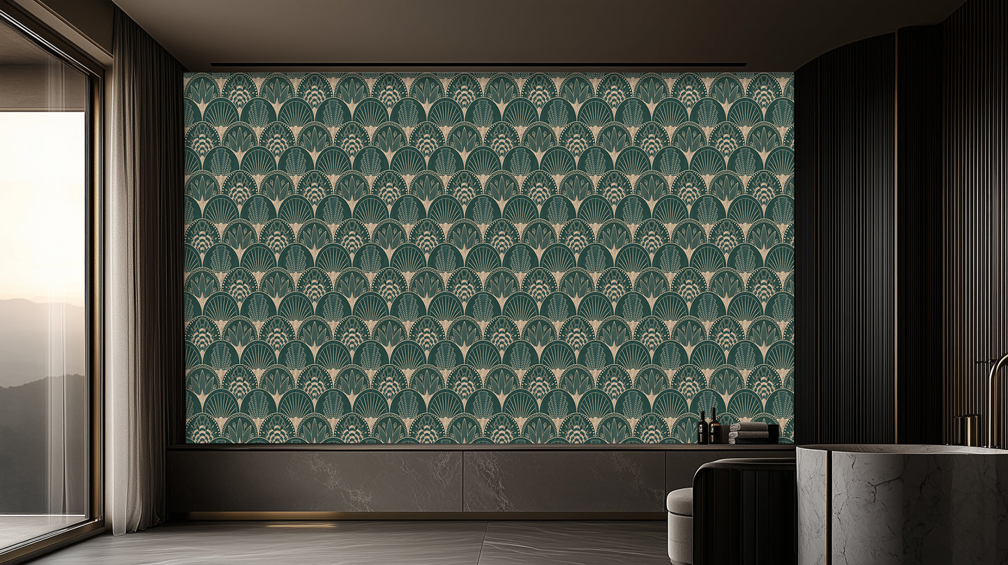 Art Deco Fan Pattern wall mural - XWALLX