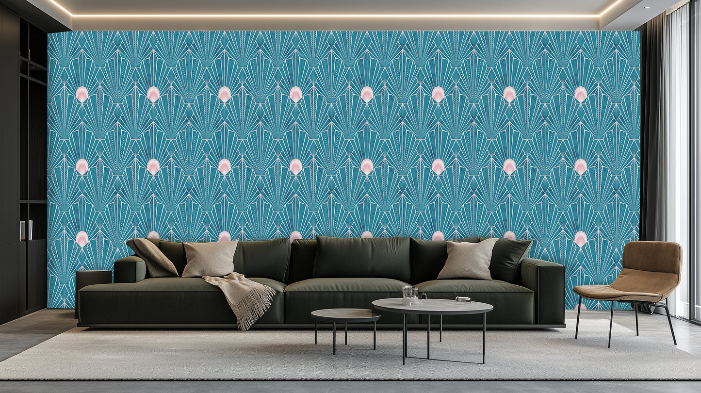 Art Deco Fan Teal wallpaper - XWALLX