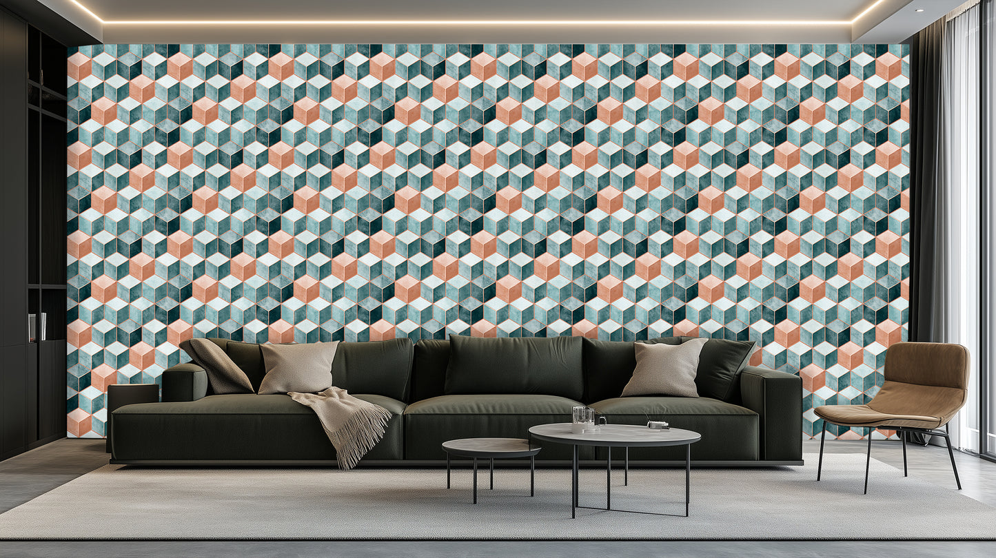 Isometric Cubes Geometric wall decor - XWALLX