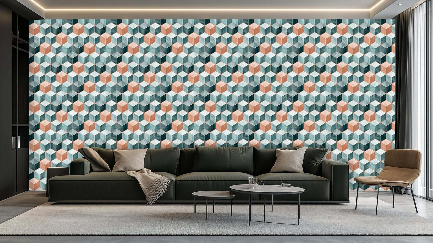 Isometric Cubes Geometric wall decor - XWALLX
