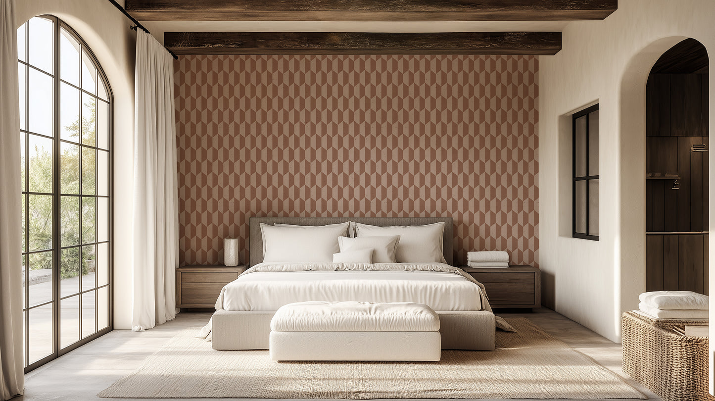Terracotta Geometric Depth wallpaper mural - XWALLX
