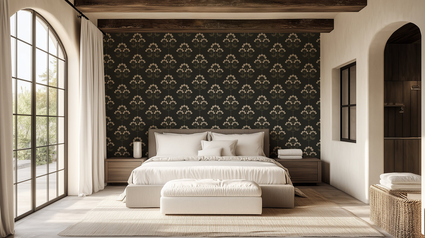 Golden Botanical Bloom wallpaper mural - XWALLX