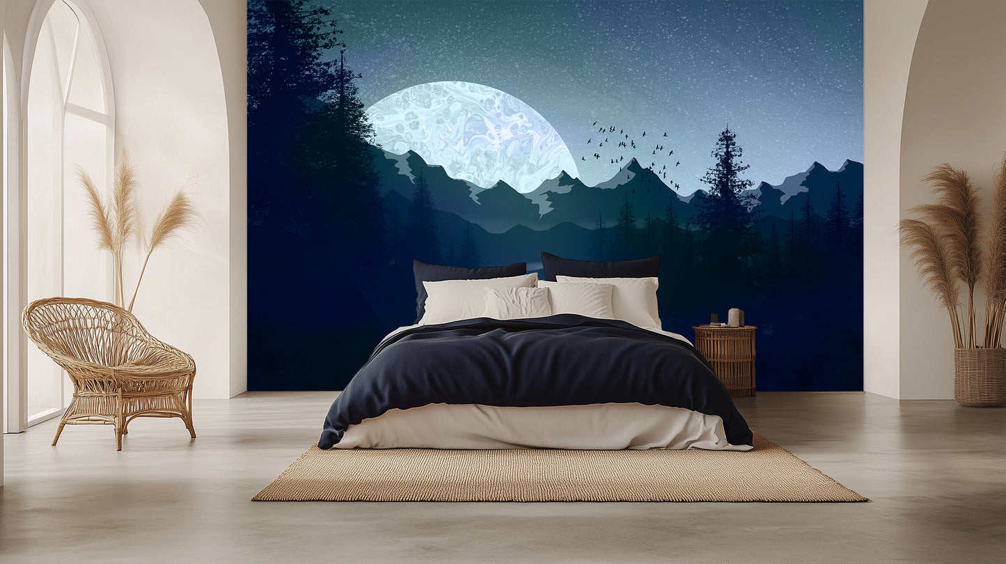 Marbled Moonlit Lake wallpaper mural - XWALLX