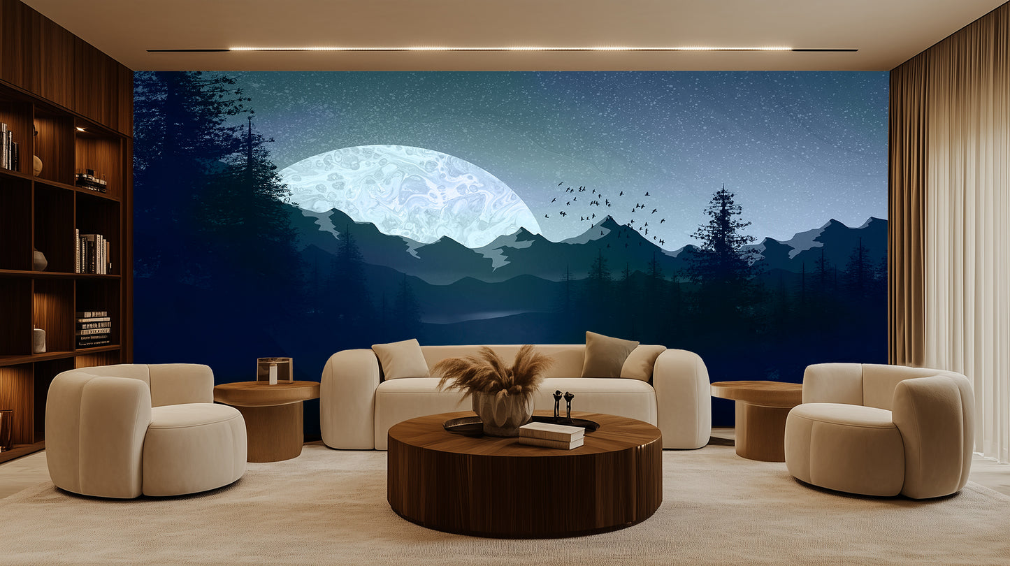 Marbled Moonlit Lake wall decor - XWALLX