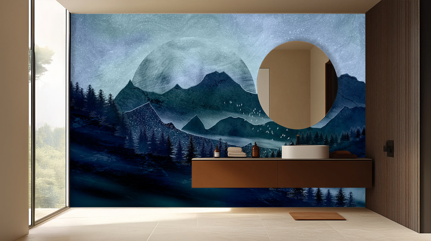 Celestial Mountainscape Abstract wall mural - XWALLX