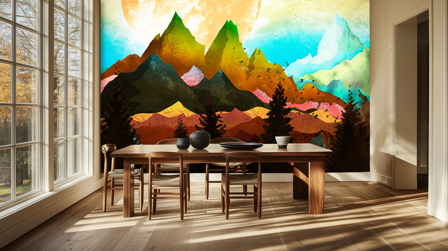 Radiant Orb Mountainscape wallpaper - XWALLX