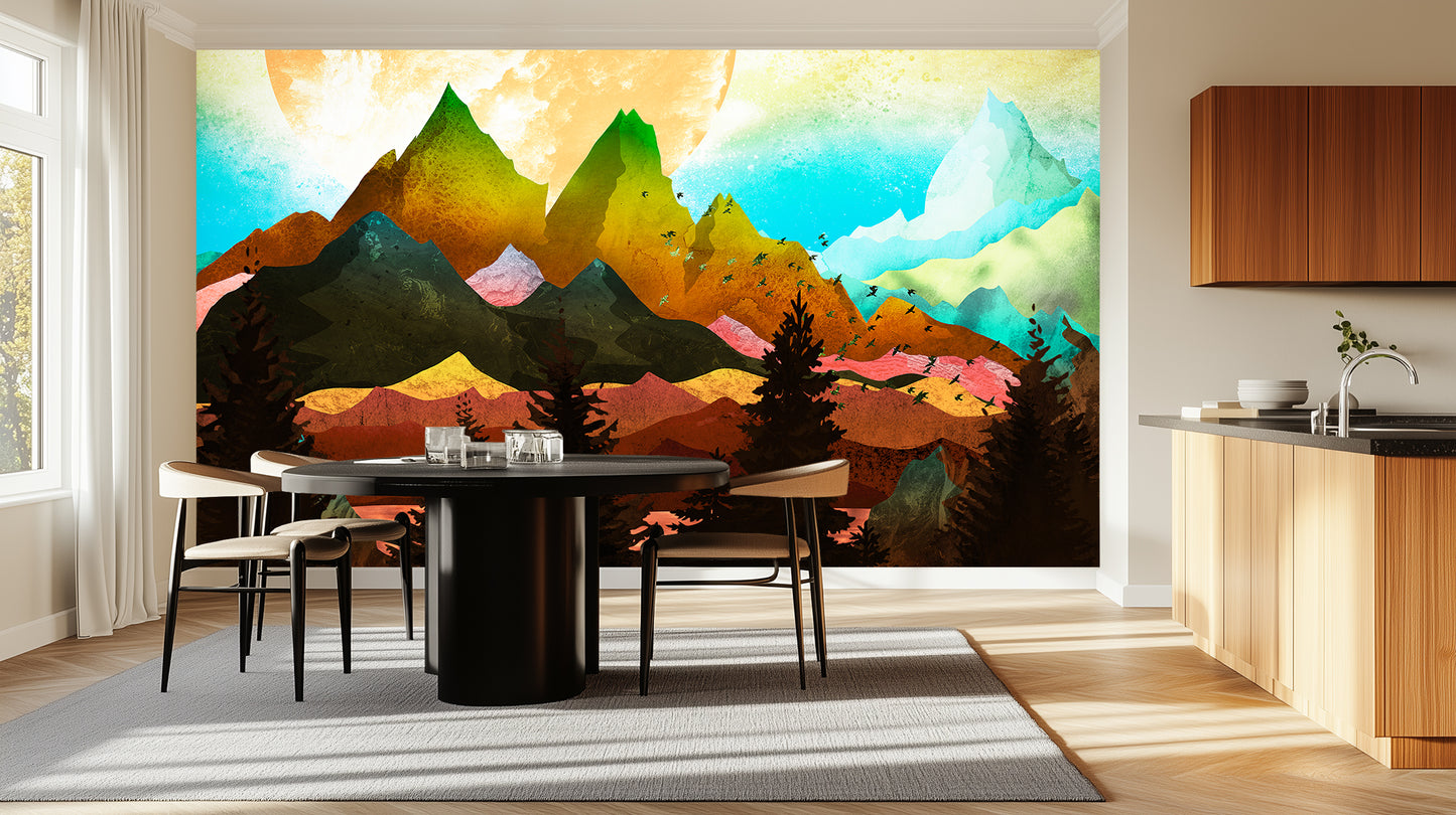 Radiant Orb Mountainscape wall art - XWALLX