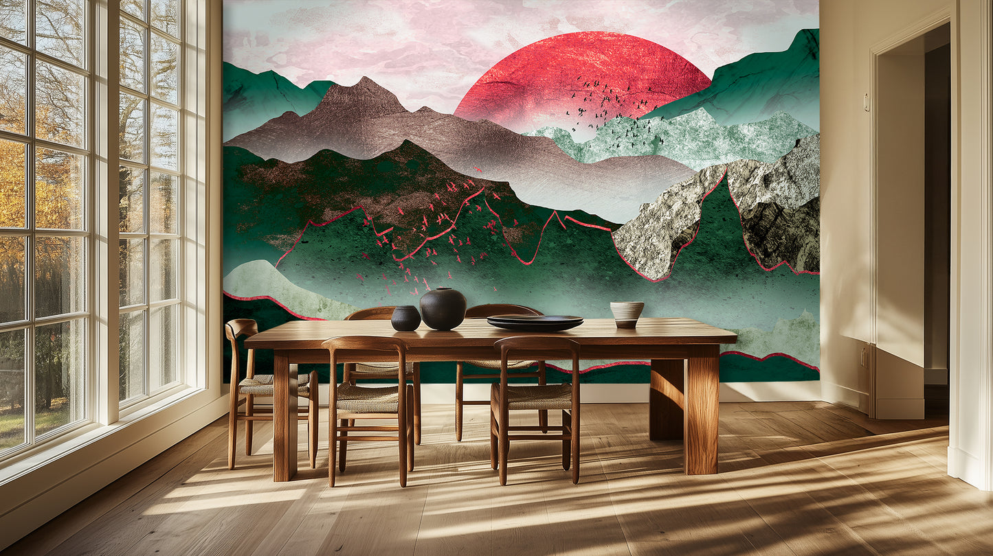 Crimson Horizon Peaks wallpaper - XWALLX