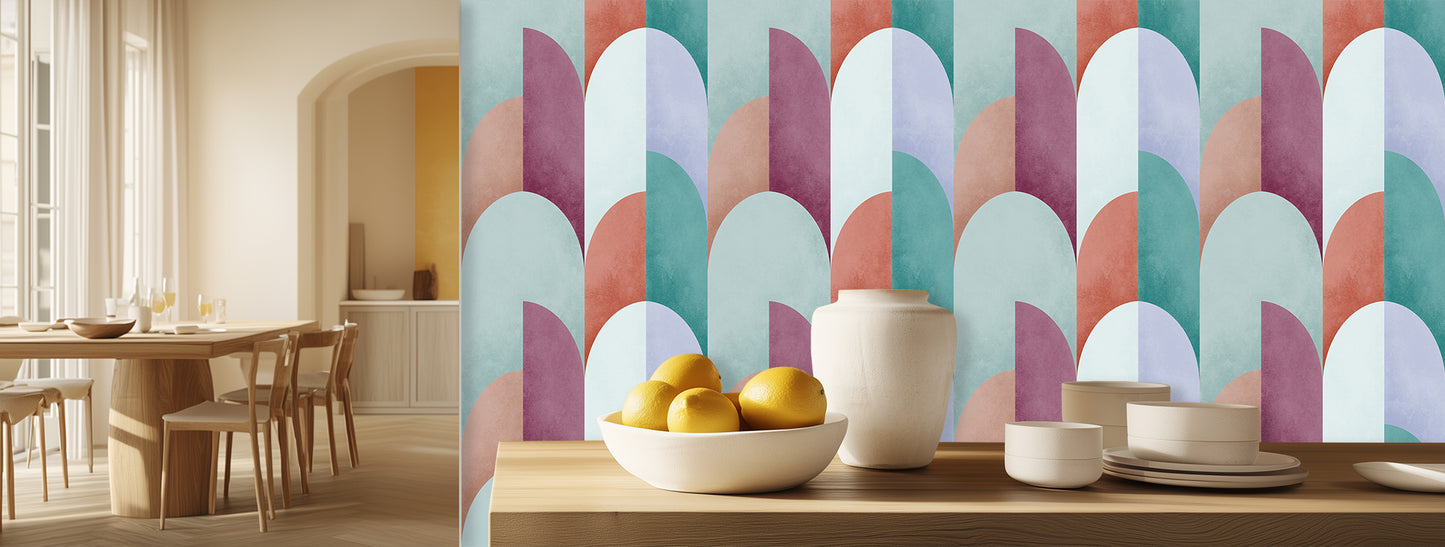 Vibrant Geometric Arcs wall decor - XWALLX