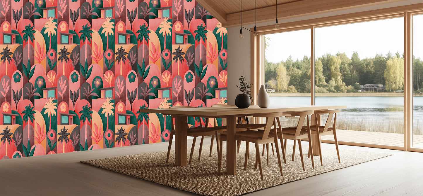 Tropical Flora Geometric wallpaper mural - XWALLX