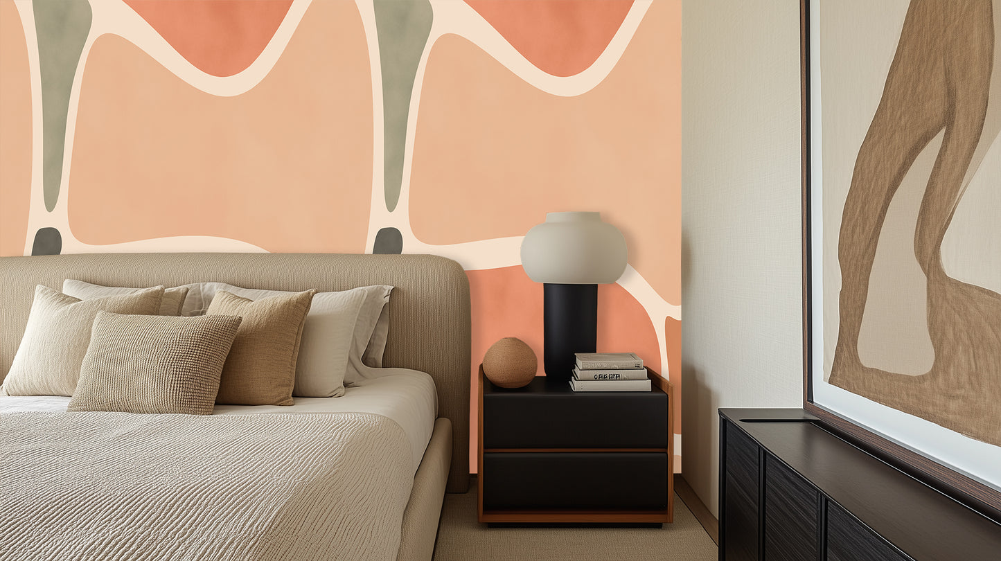 Organic Flow Abstract Peach wall mural - XWALLX