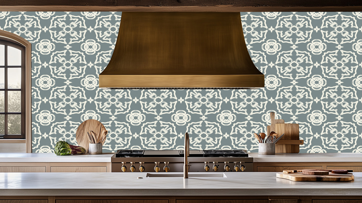 Artisanal Scrollwork Geometric wallpaper mural - XWALLX