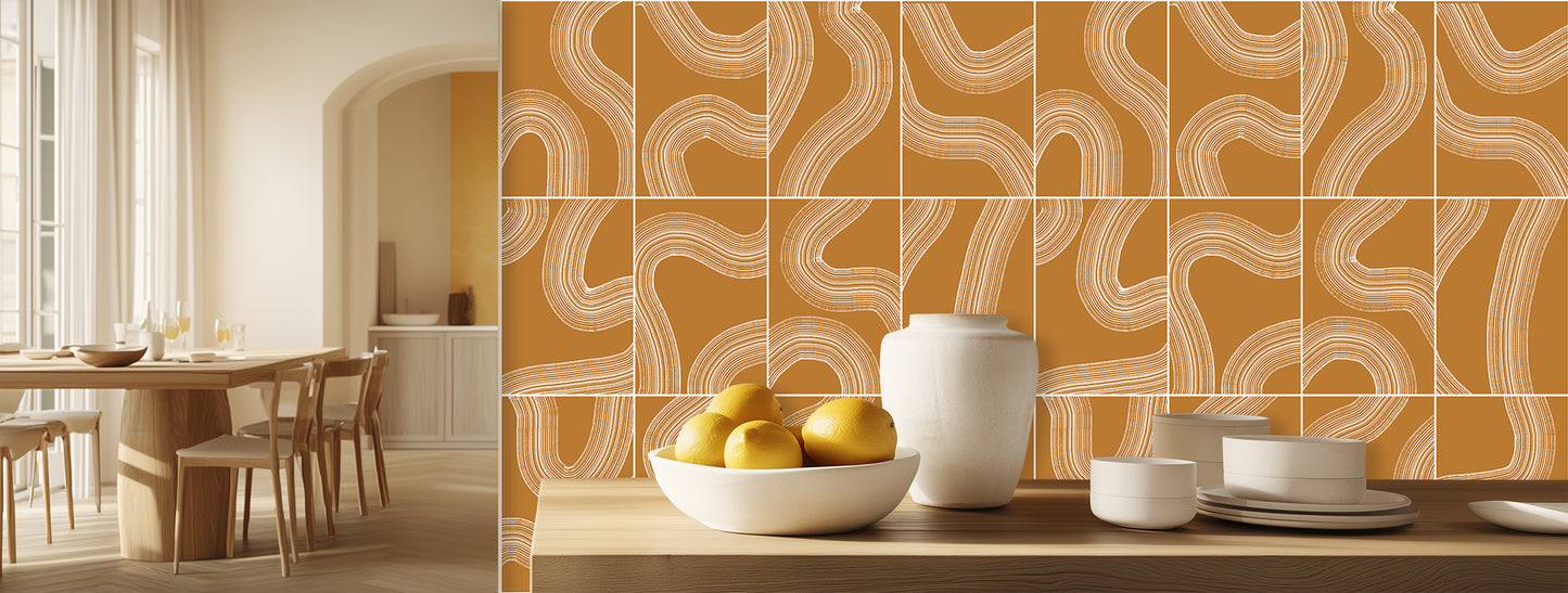 Wavy Terracotta Line Art wallpaper - XWALLX
