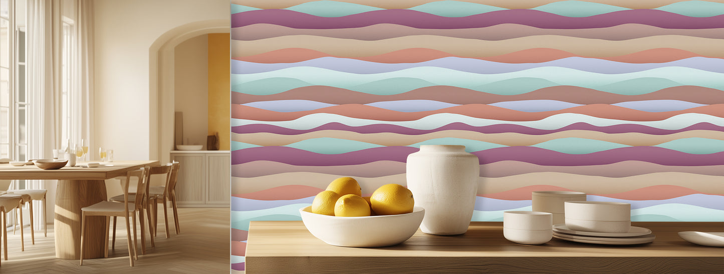 Flowing Color Waves Artistic wallpaper mural - XWALLX