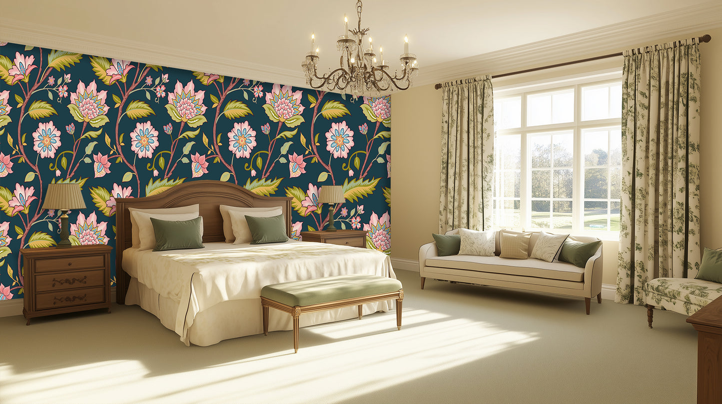 Chinoiserie Floral Bloom wallpaper mural - XWALLX