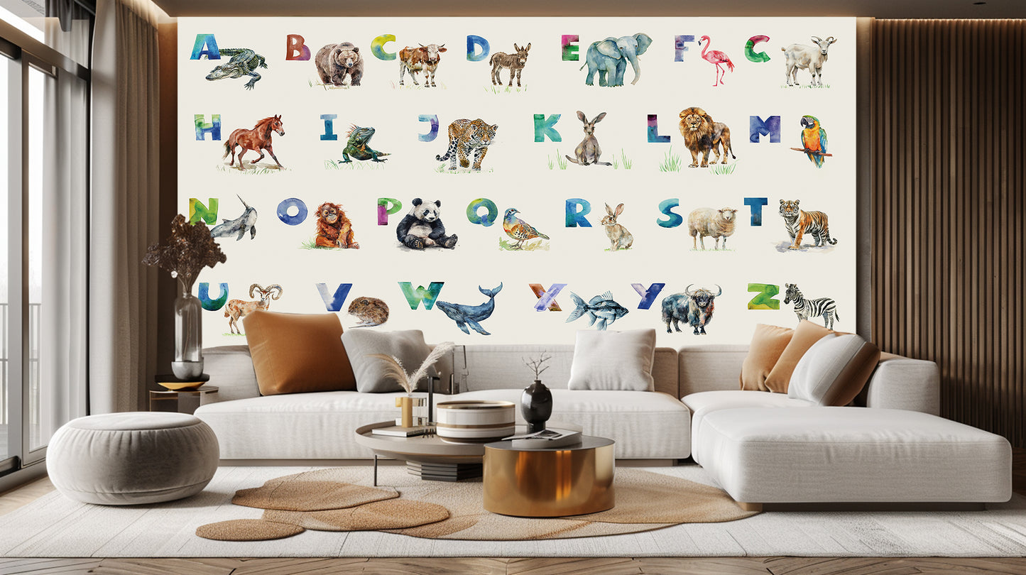Whimsical Animal Alphabet wall decor - XWALLX