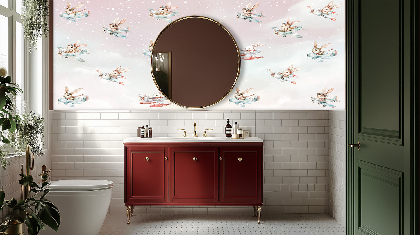 Whimsical Bunny Aviators wall mural - XWALLX