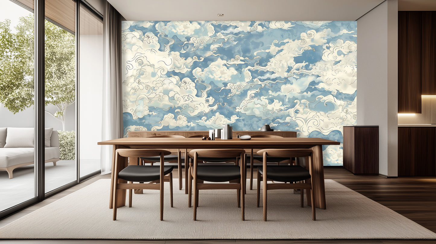 Whimsical Cloudscape wallpaper mural - XWALLX