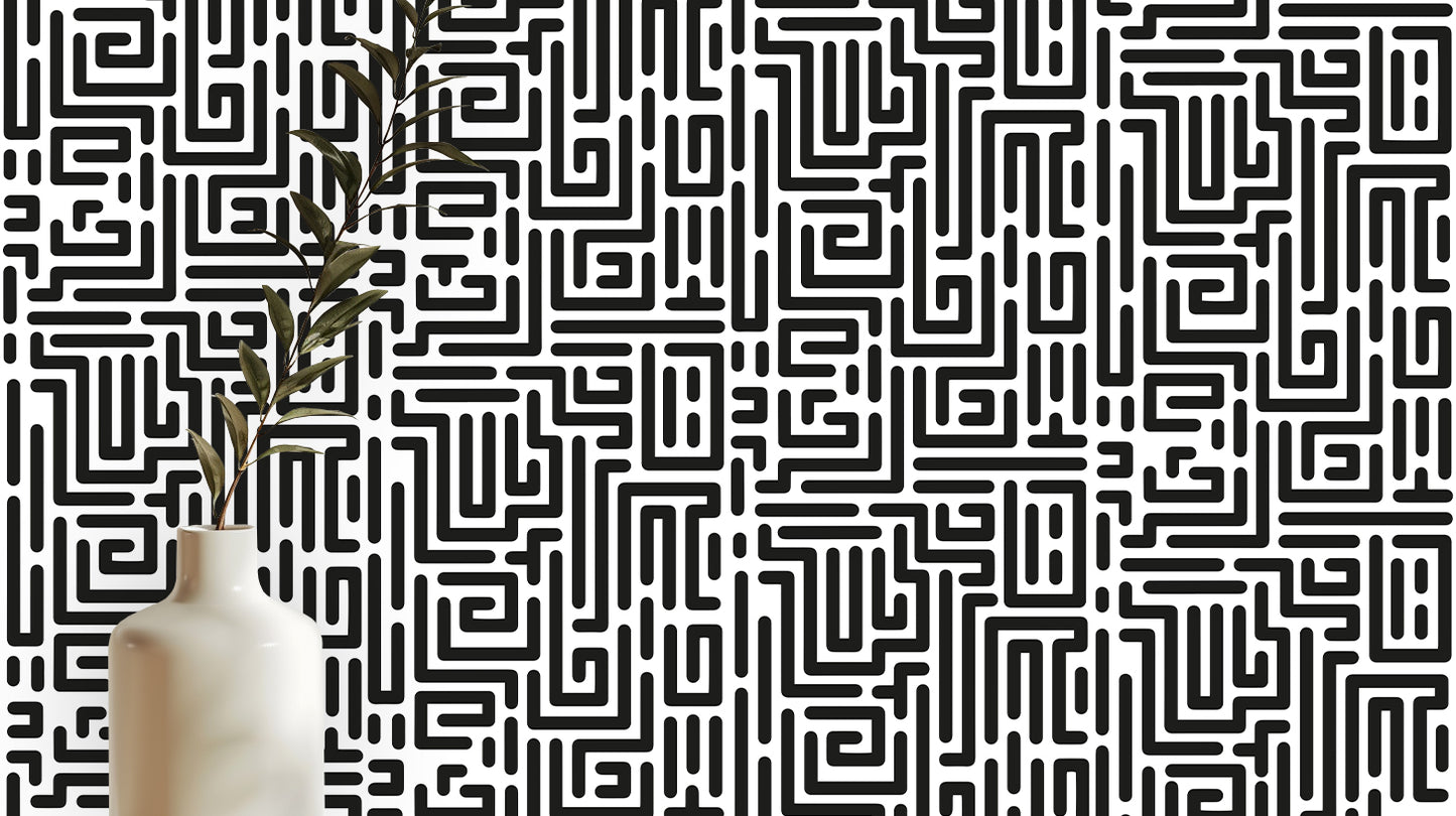 Intricate Maze Pattern wall mural Mural wallpaper mural - XWALLX