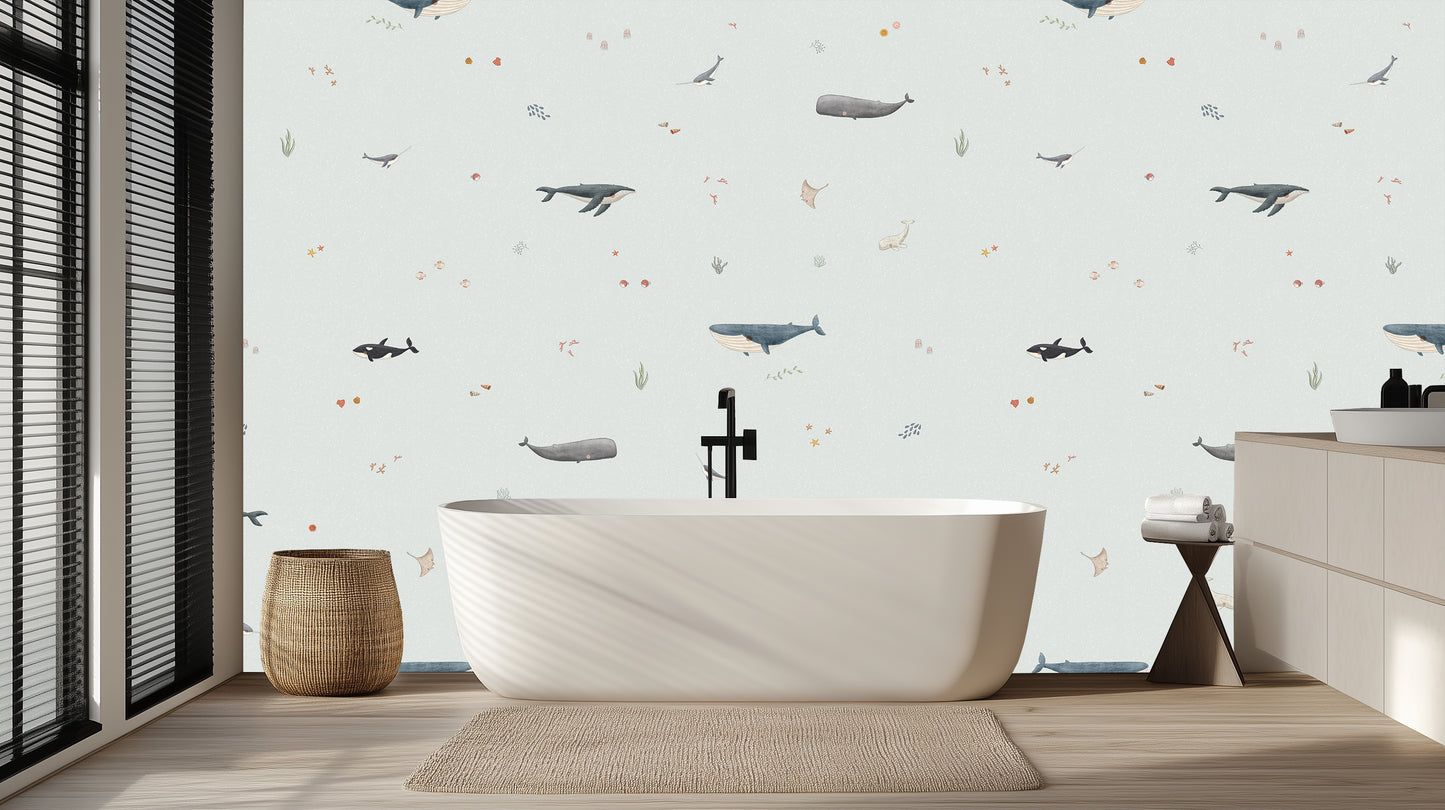 Playful Ocean Creatures wall mural - XWALLX