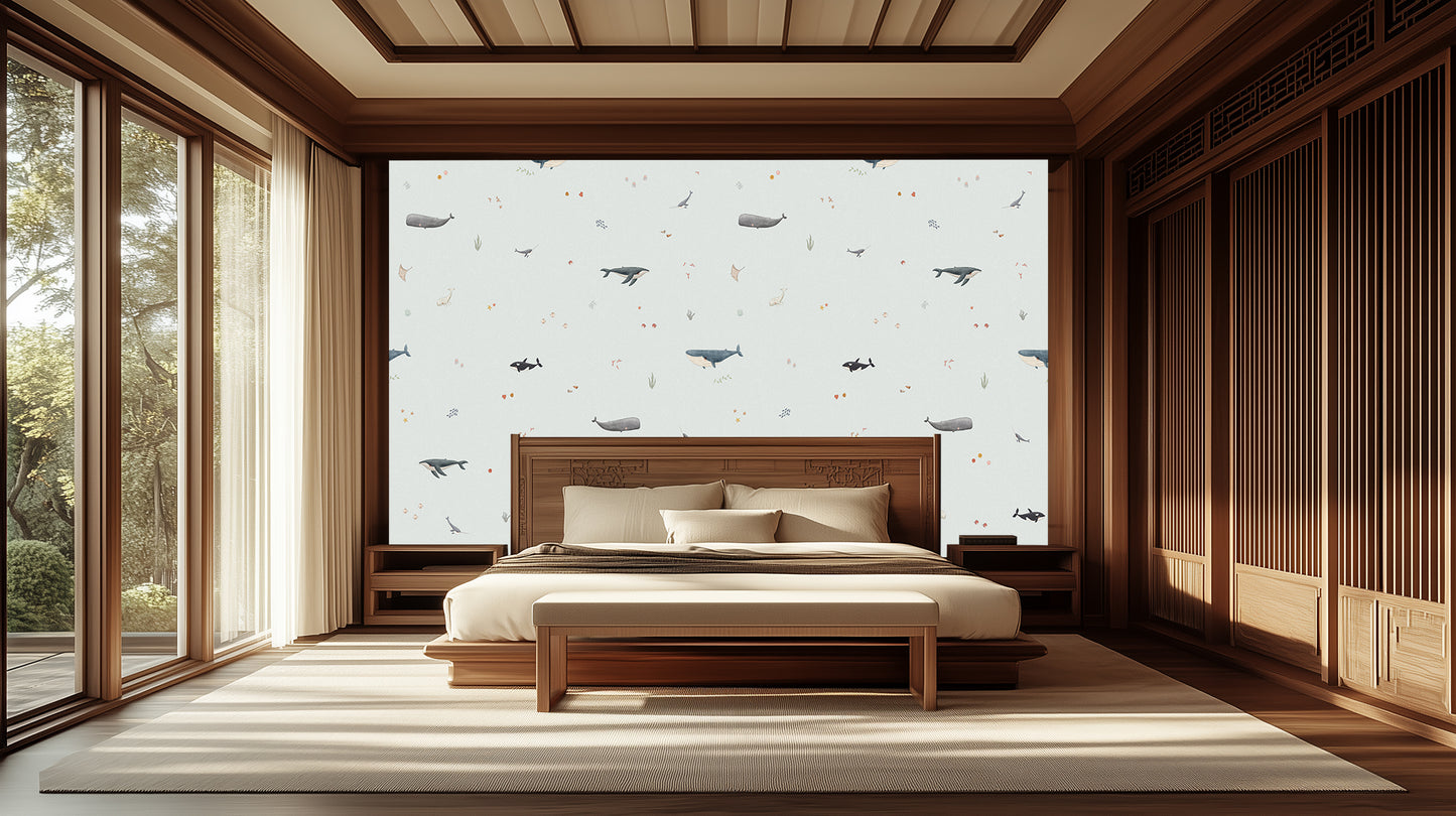 Playful Ocean Creatures wallpaper mural - XWALLX
