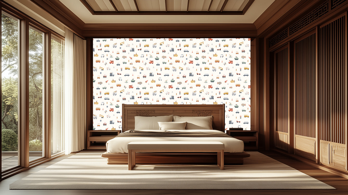 Whimsical Vehicles Adventure wallpaper mural - XWALLX