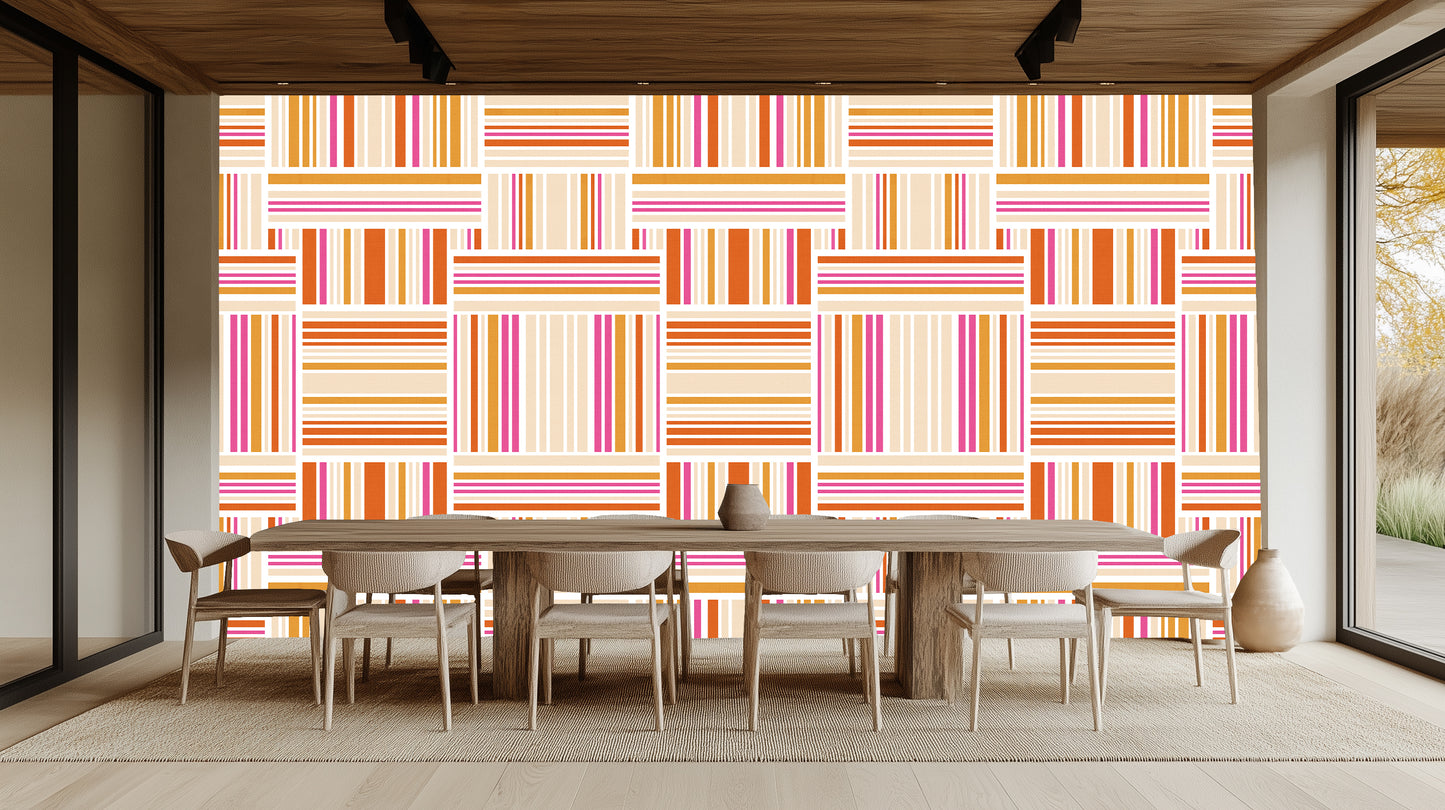 Vibrant Striped Wall Mural wall art - XWALLX