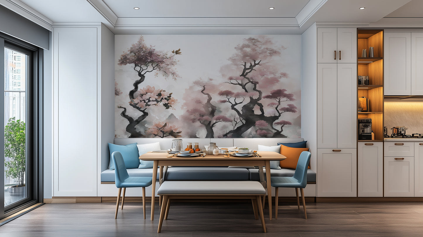 Blossoming Trees Watercolor wall mural - XWALLX