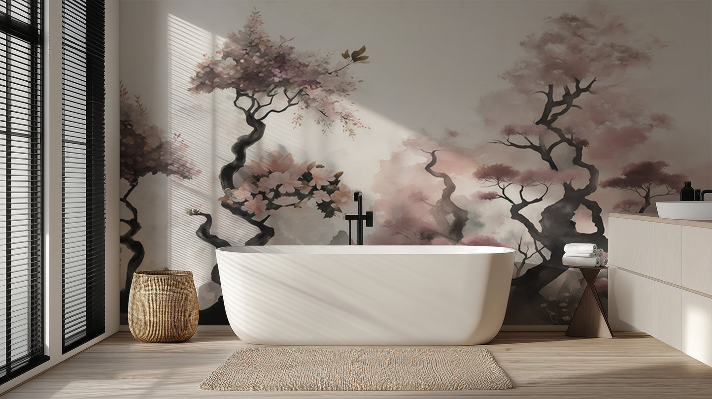 Blossoming Trees Watercolor wallpaper mural - XWALLX