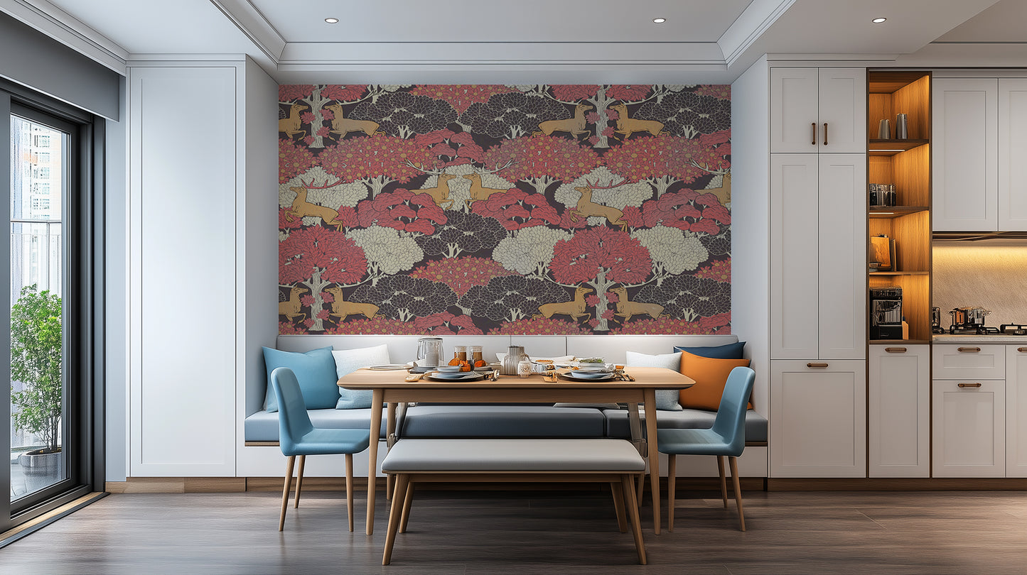 Running Deer Woodland wall mural Mural wall mural - XWALLX