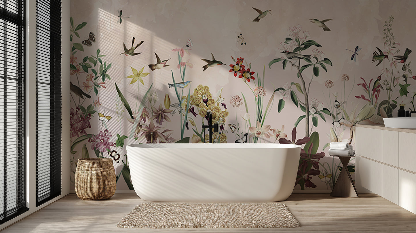 Hummingbirds Exotic Blooms wallpaper mural - XWALLX