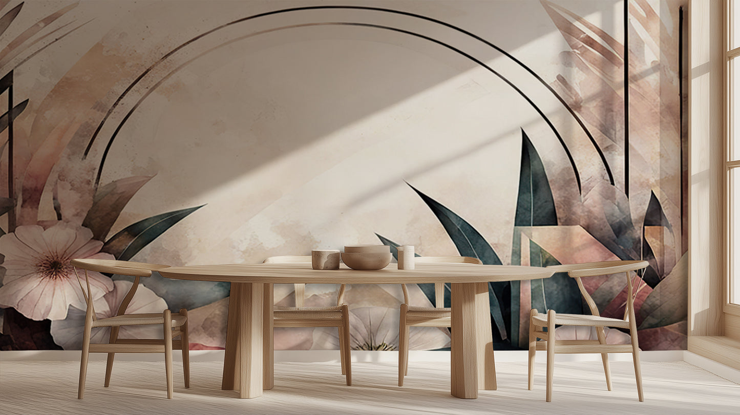 Serene Floral Elements wallpaper mural - XWALLX