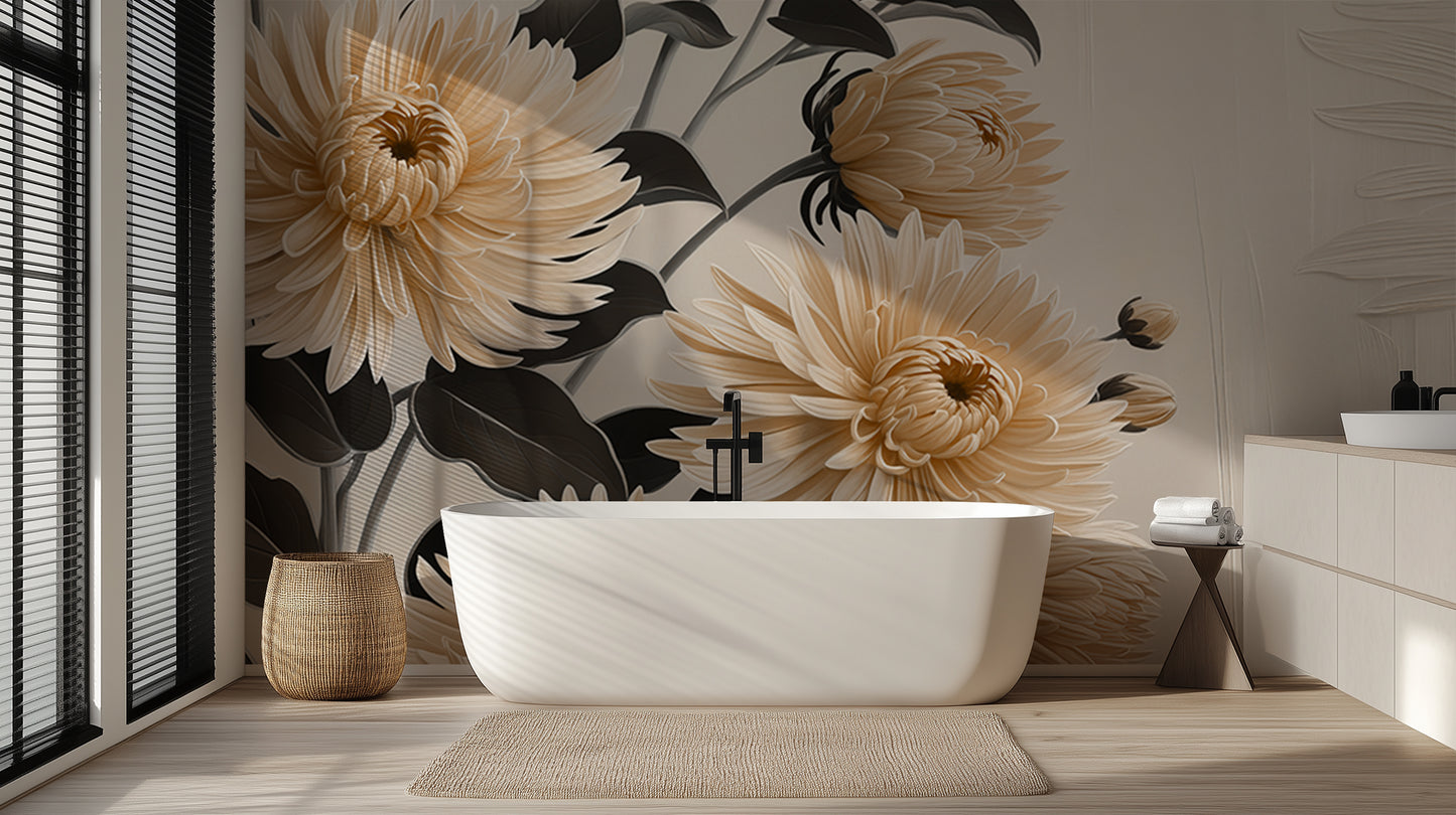 Elegant Floral Wall Mural for Serene Spaces wall mural - XWALLX