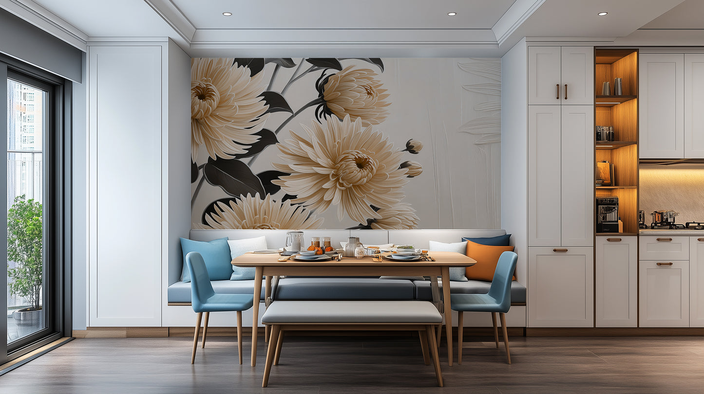 Elegant Floral Wall Mural for Serene Spaces wall art - XWALLX