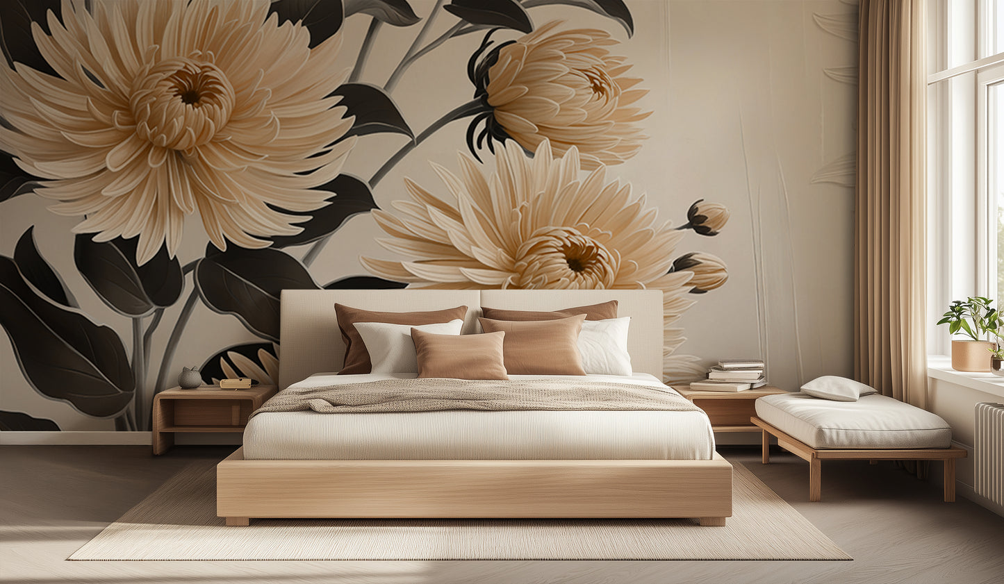Elegant Floral Wall Mural for Serene Spaces wall decor - XWALLX