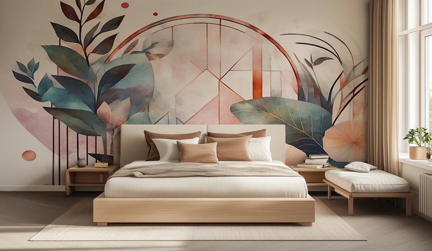 Pastel Geometric Foliage wall decor - XWALLX