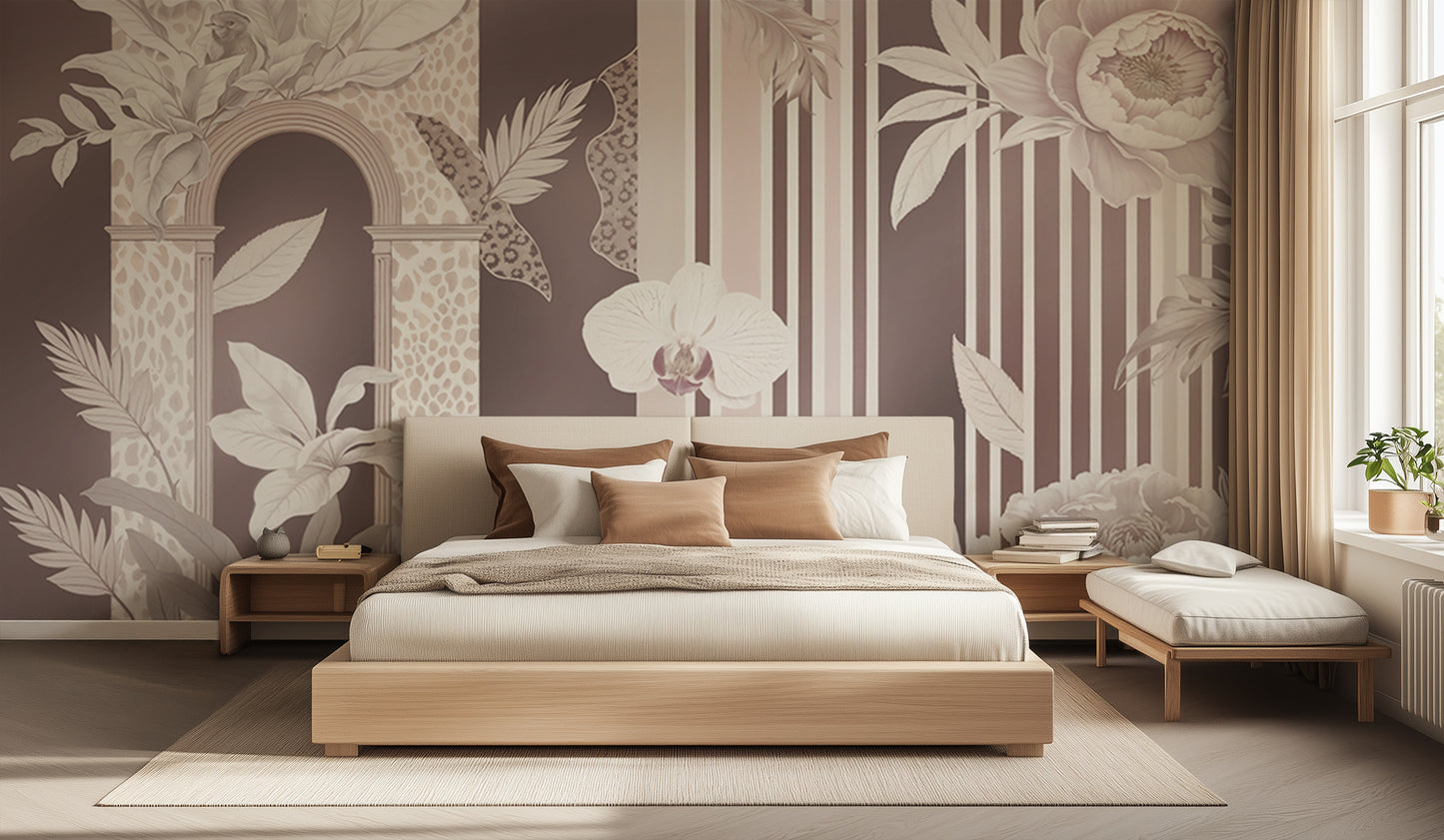 Elegant Floral and Striped wall art - XWALLX