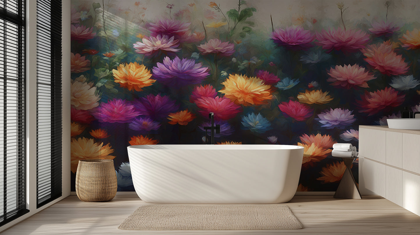 Vibrant Chrysanthemum Field wallpaper mural - XWALLX