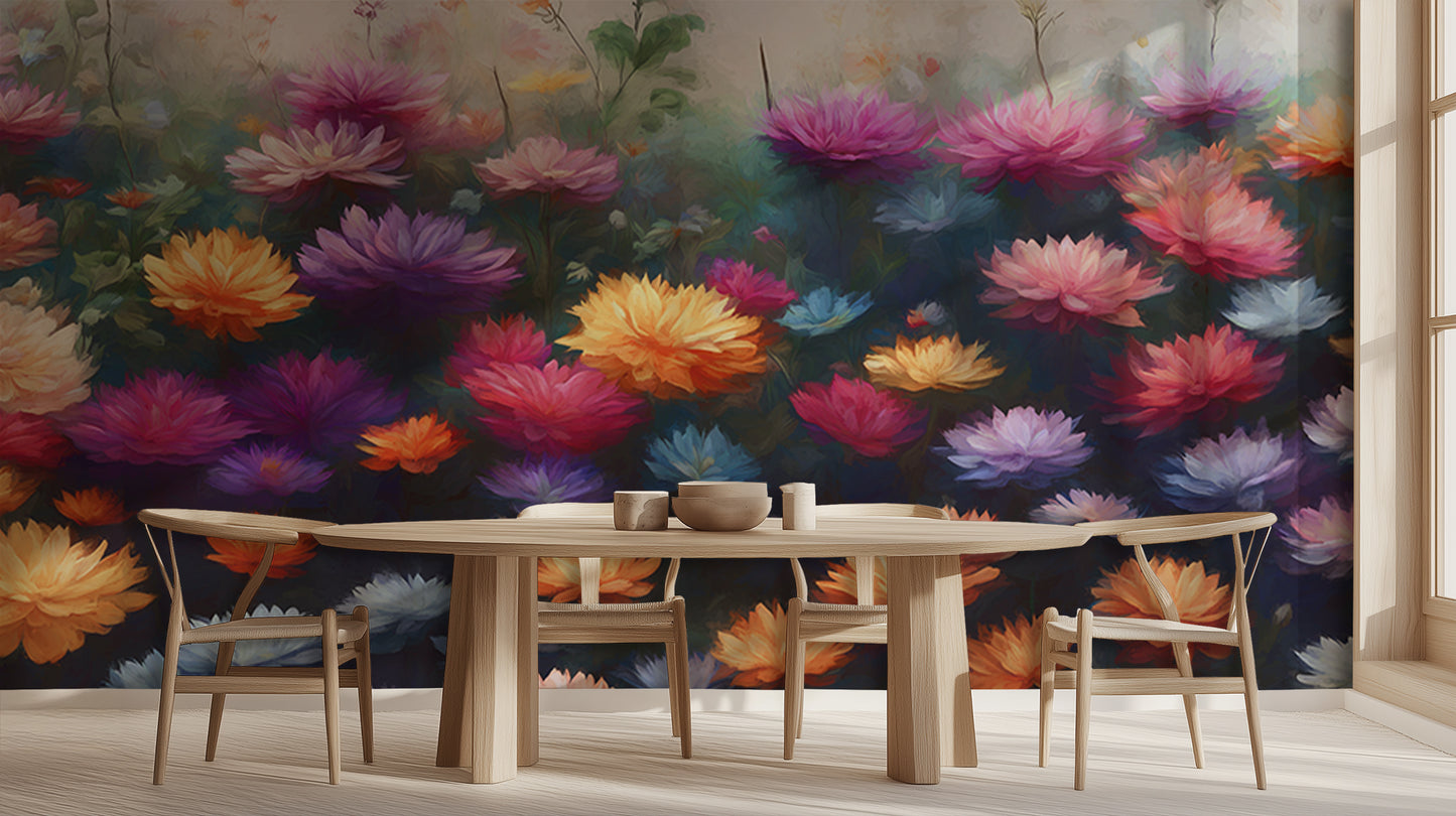 Vibrant Chrysanthemum Field wall art - XWALLX