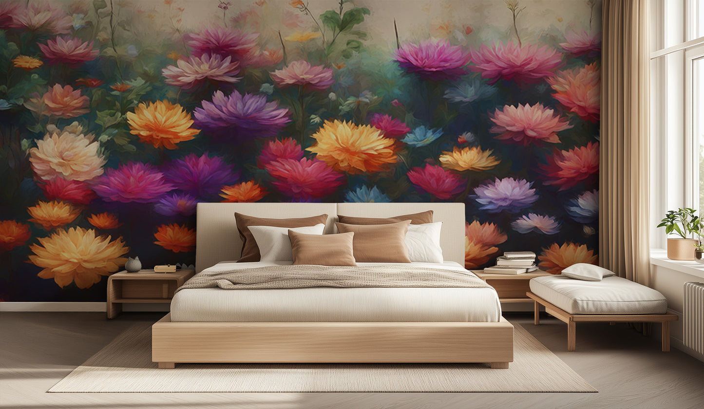 Vibrant Chrysanthemum Field wall decor - XWALLX