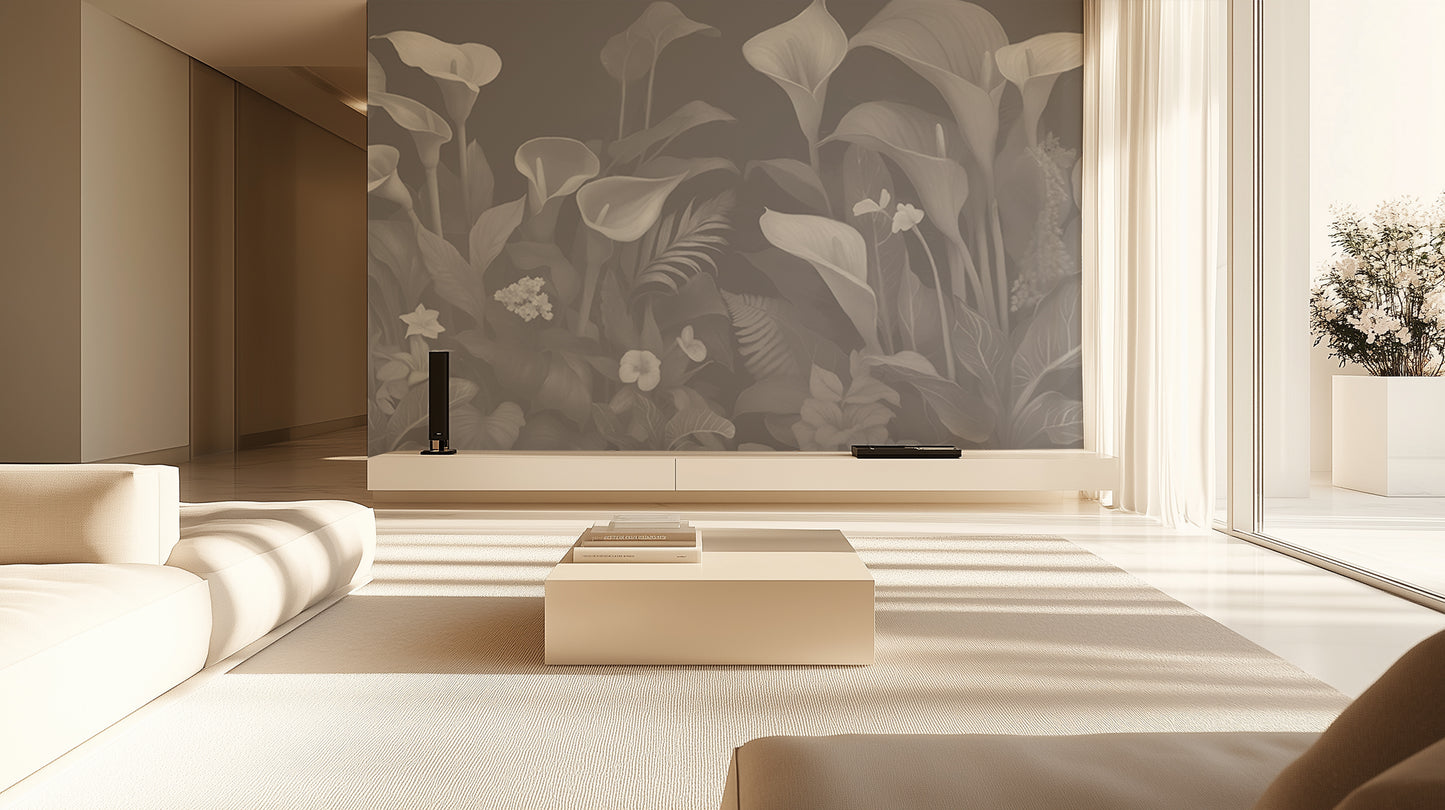 Monochromatic Botanical wallpaper - XWALLX