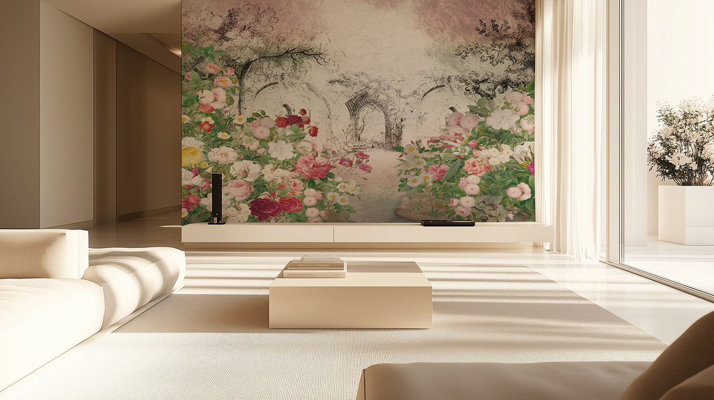 Romantic Rose Garden Archways wallpaper - XWALLX