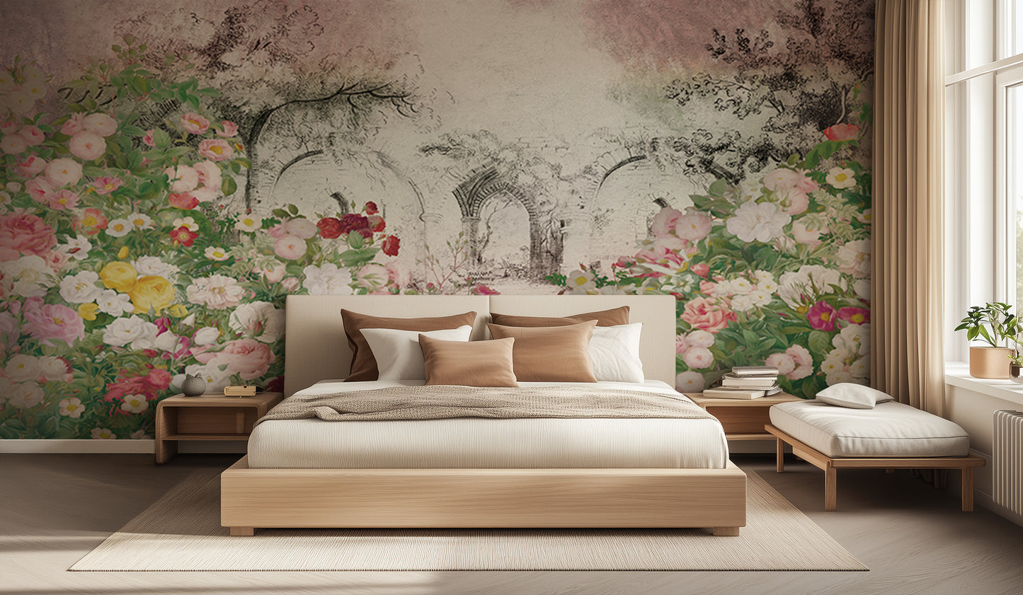 Romantic Rose Garden Archways wall decor - XWALLX