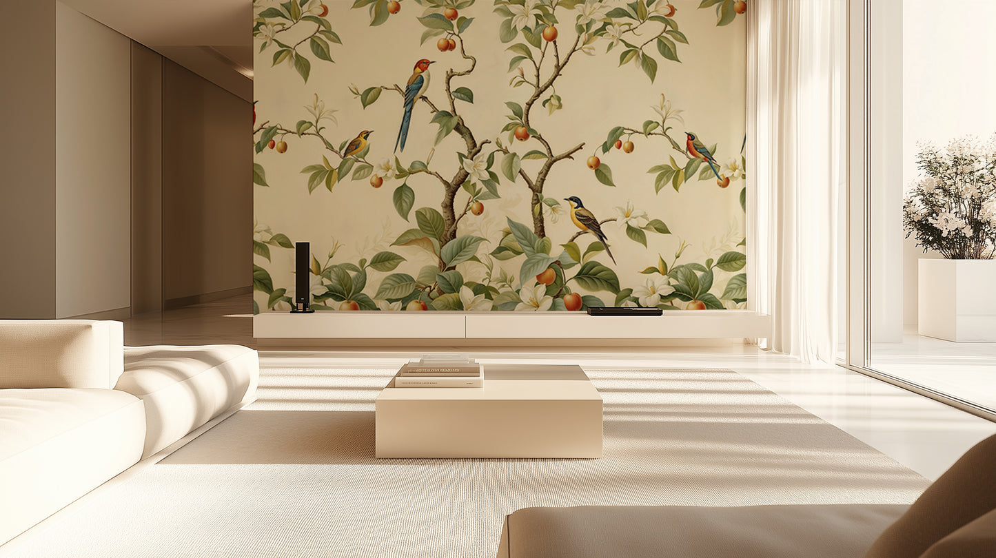 Exotic Birds Fruiting Tree wallpaper - XWALLX
